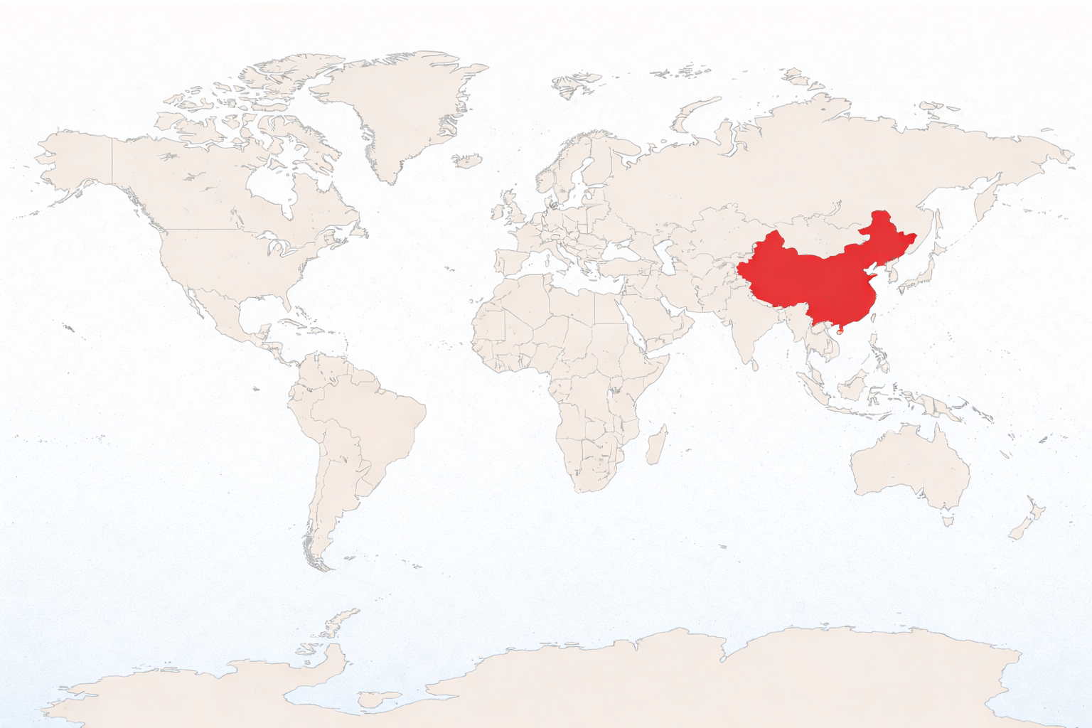 China on world map