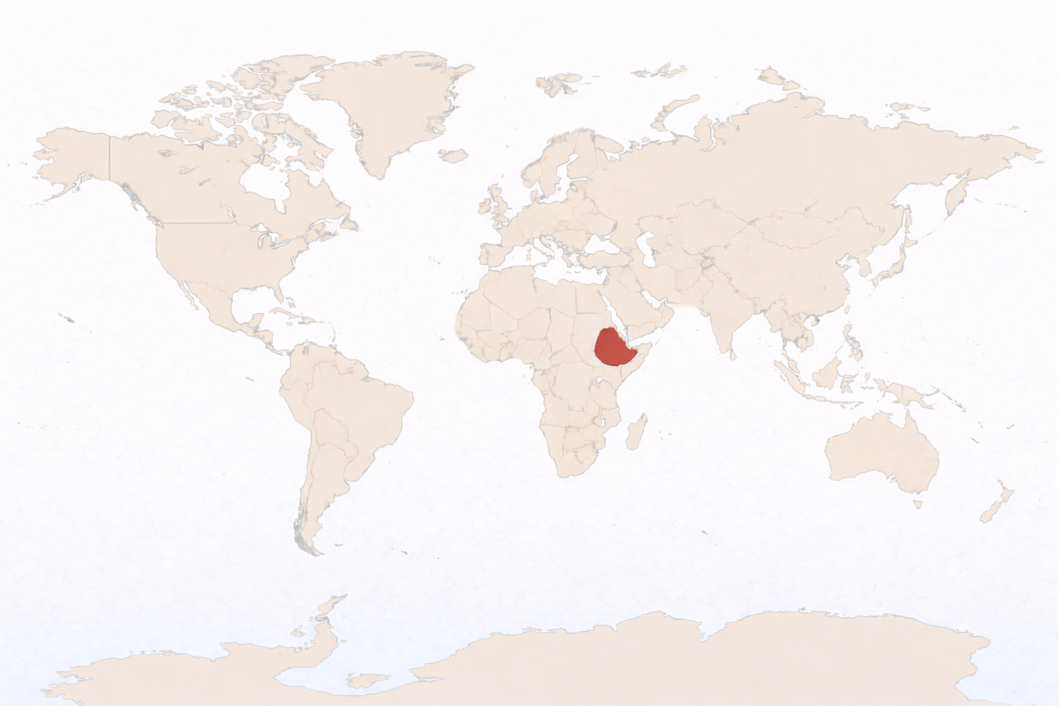 Ethiopia on world map