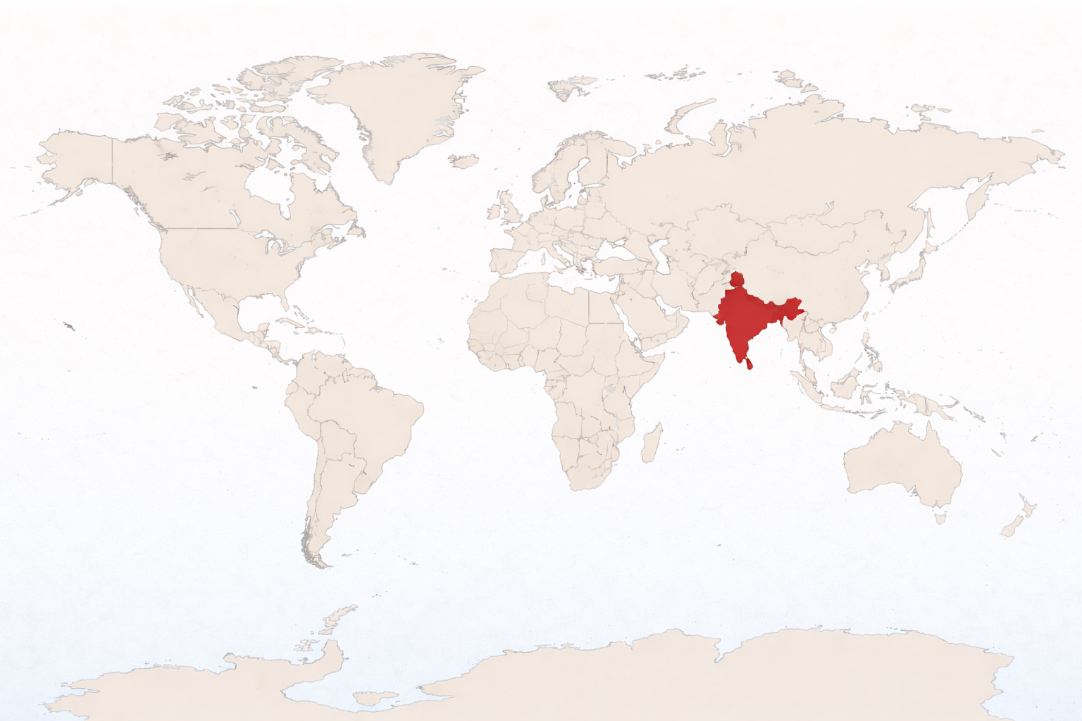 India on world map