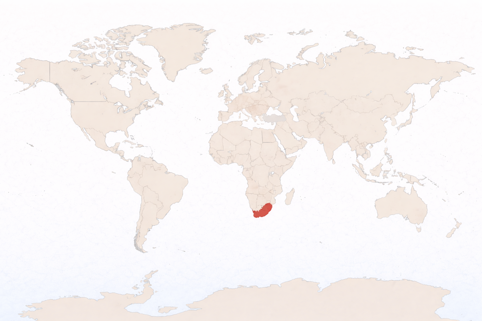 South Africa on world map