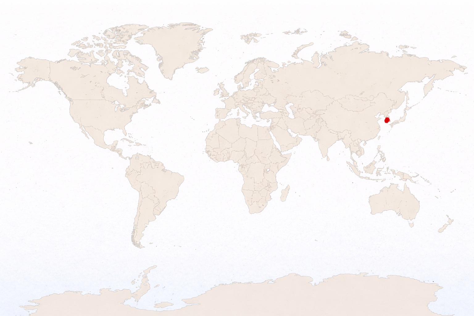 South Korea on world map