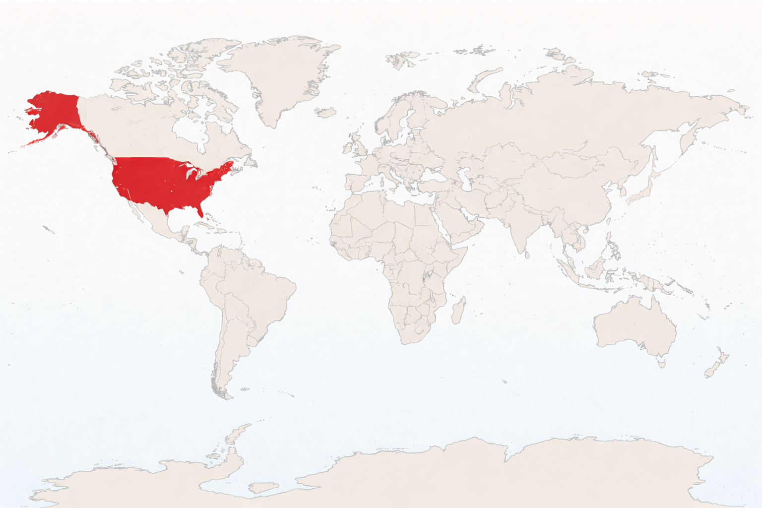 United States on world map